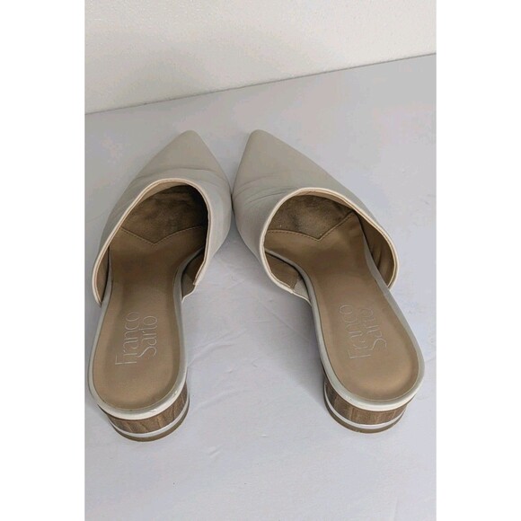 Franco Sarto Visa Mule Heel Slip On Pointed Toe White Leather Womens - Sz 7M - Picture 5 of 9